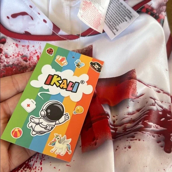 Ikali Girls Zombie Nurse Dress Headband 2 Piece Halloween Costume Size 7-8 Scary - Picture 7 of 10